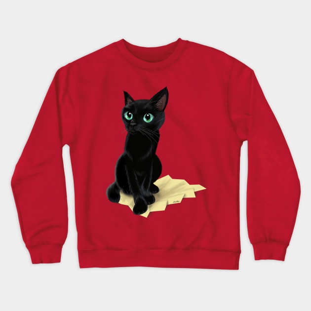 Black little kitty Crewneck Sweatshirt by BATKEI